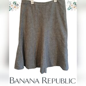 Banana Republic Gray 100% Linen A Line Peasant Cottagcore Women's Skirt Size 12